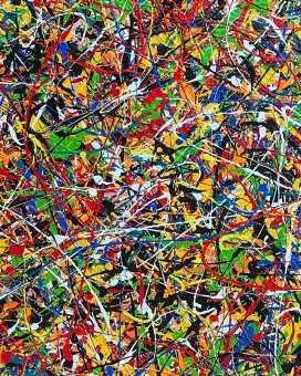 Close up of original art work 8 Black Dogs by David Hart