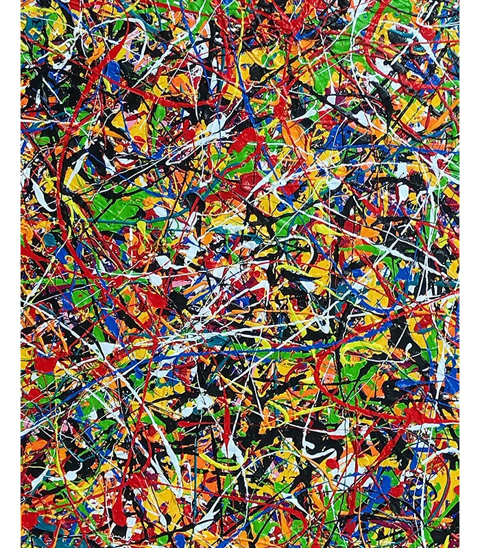 Close up of original art work 8 Black Dogs by David Hart