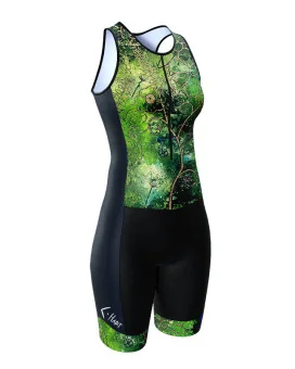 Women's sleeveless triathlon suit featuring Chloe Hart's artwork Floral Cluster. Flexible payment options| Triathlon Suits