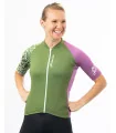A cycle jersey with a harmonious blend of olive and subtle pink with a leaf motive | Cycling Jersey