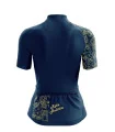 A cycle jersey with a navy body and a subtle leaf motive on the sleeve | Cycling Jersey