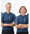 A cycle jersey with a navy body and a subtle leaf motive on the sleeve | Cycling Jersey