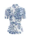 A cycle jersey with blue roses in outline on a white body | Cycling Jersey