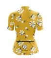 A cycle jersey with a buttercup yellow body with scattered white flowers | Cycling Jersey