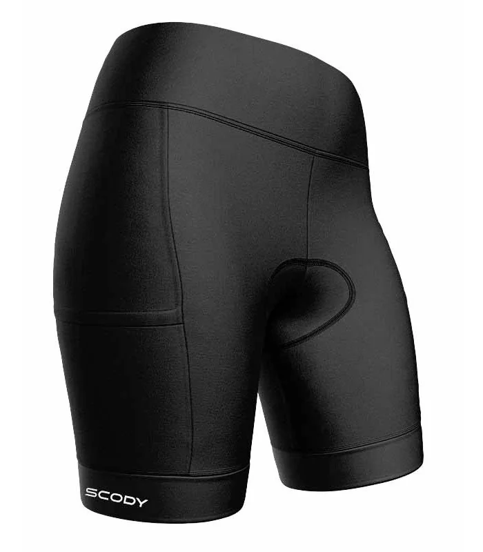 Black Women's Cycle Shorts with pockets on legs | Scody Made in Australia