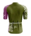 A cycle jersey with a harmonious blend of olive and subtle pink with a leaf motive | Cycling Jersey