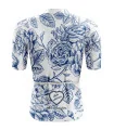 A cycle jersey with blue roses in outline on a white body | Cycling Jersey | Cycling Jersey