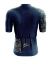 A cycle jersey with a navy body and a subtle leaf motive on the sleeve | Cycling Jersey