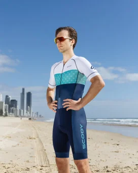 Optimised A.I.R Triathlon Suit, 3/4 zip - Tropics Aqua