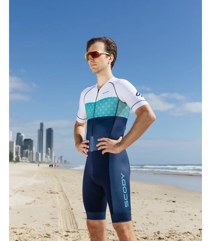 Optimised A.I.R Triathlon Suit, 3/4 zip - Tropics Aqua