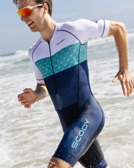 Optimised A.I.R Triathlon Suit, 3/4 zip - Tropics Aqua