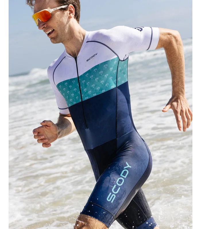 Optimised A.I.R Triathlon Suit, 3/4 zip - Tropics Aqua