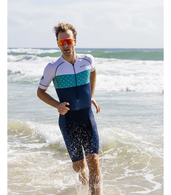 Optimised A.I.R Triathlon Suit, 3/4 zip - Tropics Aqua