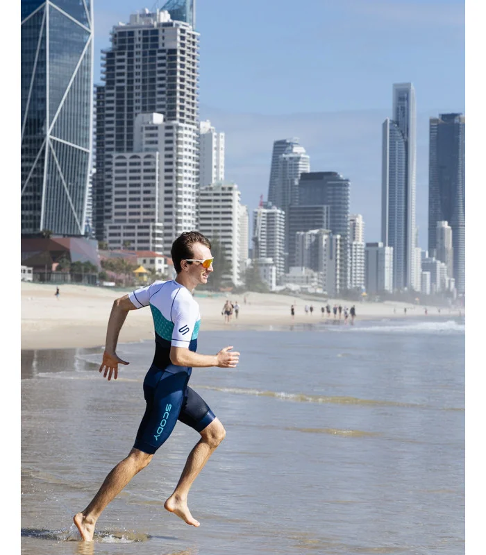 Optimised A.I.R Triathlon Suit, 3/4 zip - Tropics Aqua