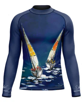 David Hart Sailing Boats Unisex Surf Rashie, UPF50+ | Beach Wear