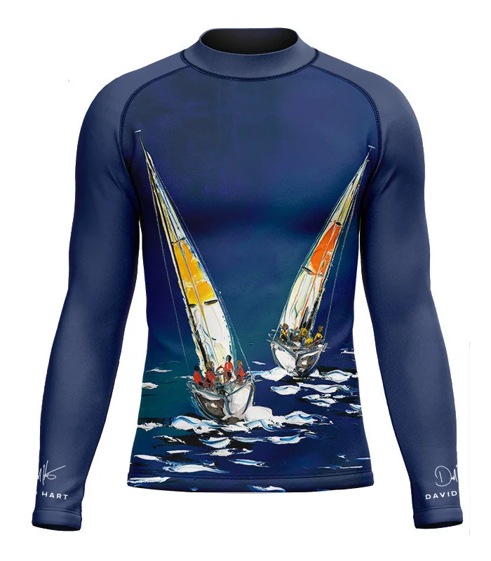 David Hart Sailing Boats Unisex Surf Rashie, UPF50+ | Beach Wear