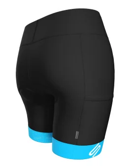 Black Women's Cycle Shorts with cyan cuffs | Scody Made in Australia
