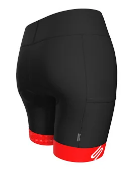 Black Women's Cycle Shorts with red cuffs | Scody Made in Australia