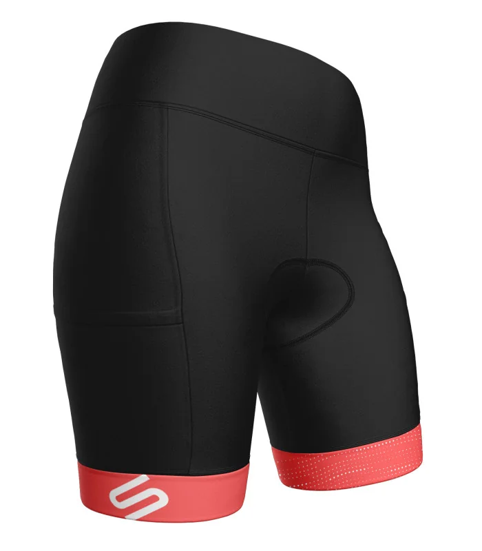 Black Women's Cycle Shorts with watermelon cuffs | Scody Made in Australia