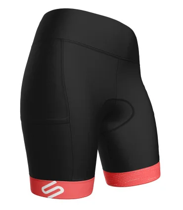 Black Women's Cycle Shorts with watermelon cuffs | Scody Made in Australia