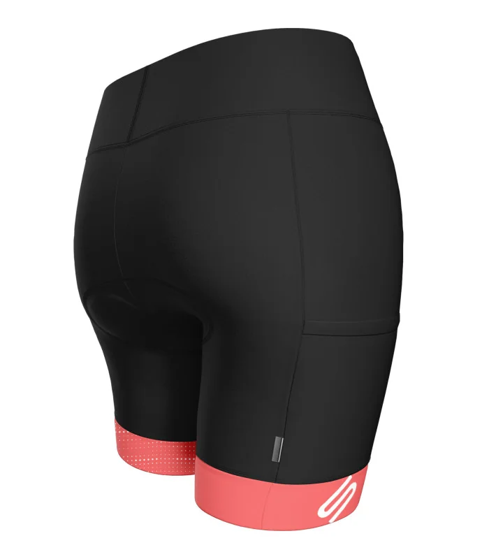 Black Women's Cycle Shorts with watermelon cuffs | Scody Made in Australia