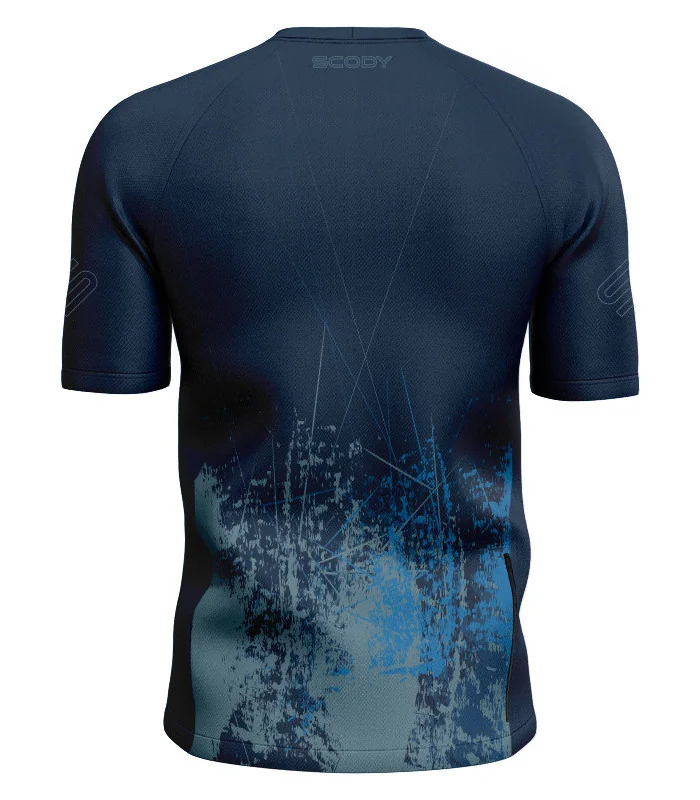 Navy/Blue Grassed Mountain Bike Shirt with zip pocket - Men | Mountain Biking | Commuter