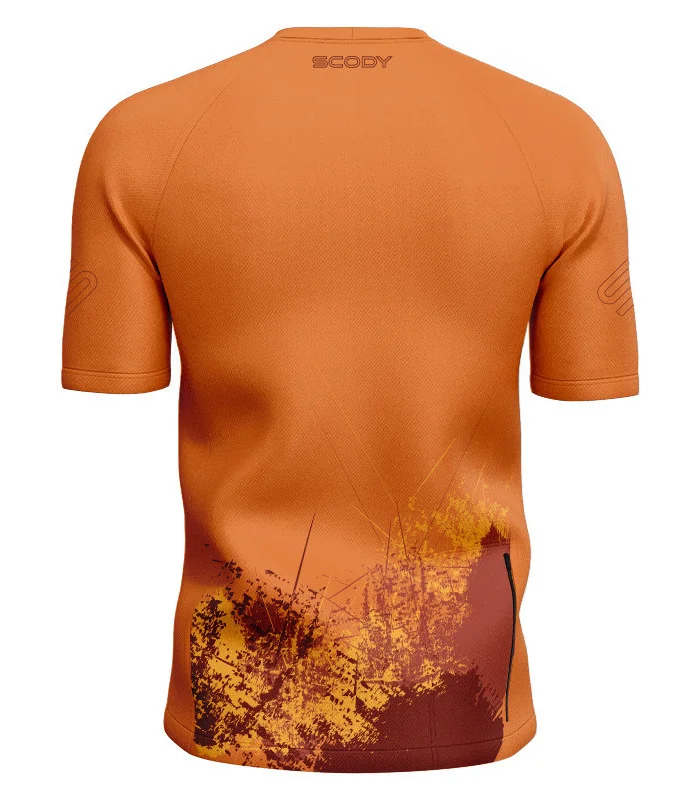 Orange Grassed Mountain Bike Shirt with zip pocket - Men | Mountain Biking | Commuter