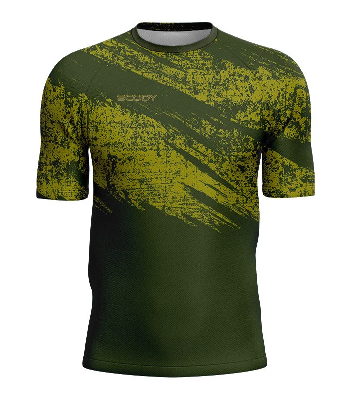 Olive Green/ Green Gravelled Mountain Bike Shirt, UPF50+ - Men | Mountain Biking