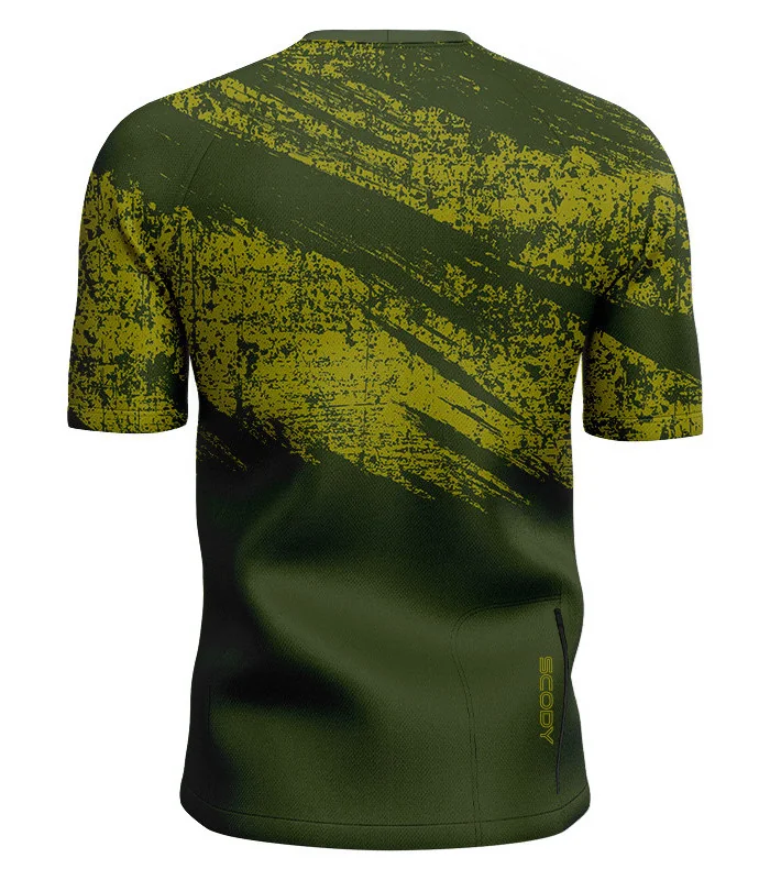Olive Green/ Green Gravelled Mountain Bike Shirt, UPF50+ - Men | Mountain Biking
