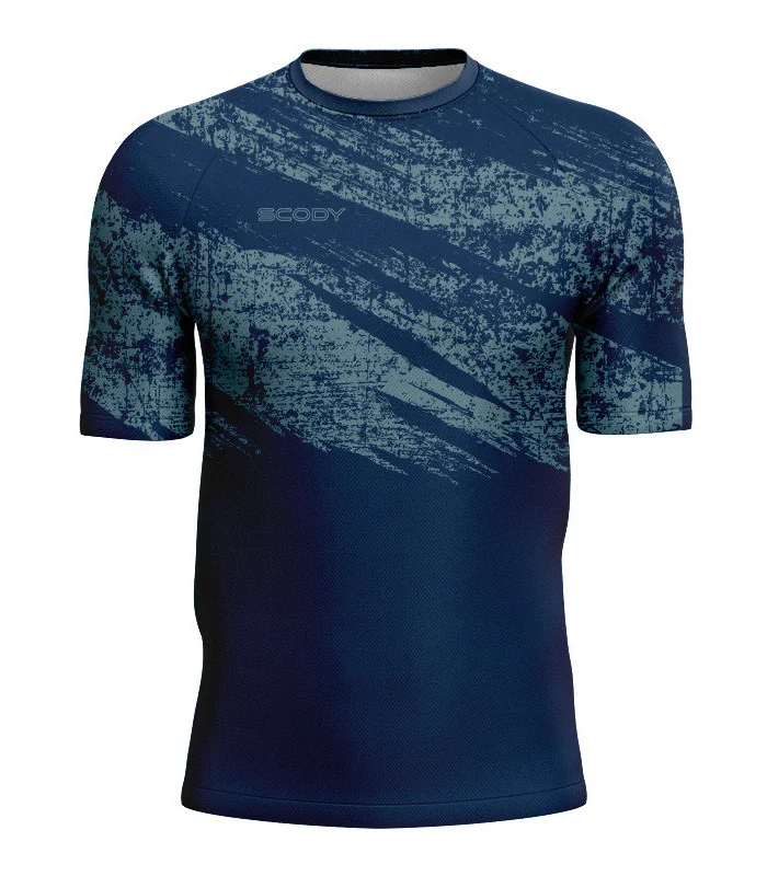 Navy/Blue Gravelled Mountain Bike Shirt with zip pocket - Men | Mountain Biking | Commuter