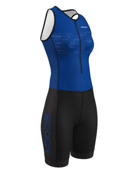 Women's Staple Cobalt Blue sleeveless triathlon suit w front zip for sale at Scody Australia. Flexible payment options