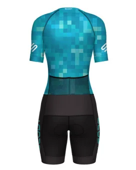 Optimised A.I.R Triathlon Suit, 3/4 zip - Square Up Blue Lagoon