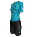 Women's Square Up Blue Lagoon Sleeved Aero triathlon suit for sale at Scody Australia. Flexible payment options available