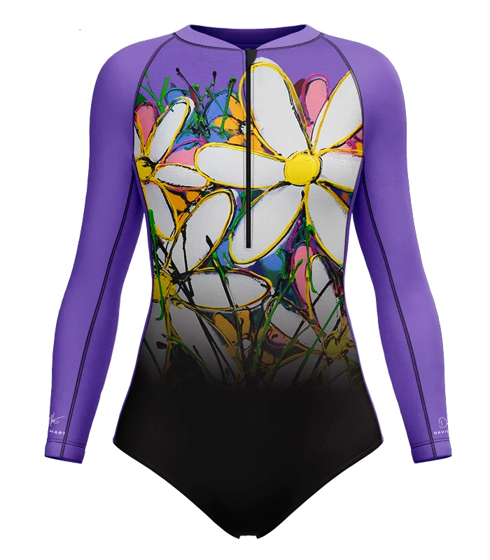 David Hart Flowers Sleeved Swimsuit, UPF50+ | Beach Wear