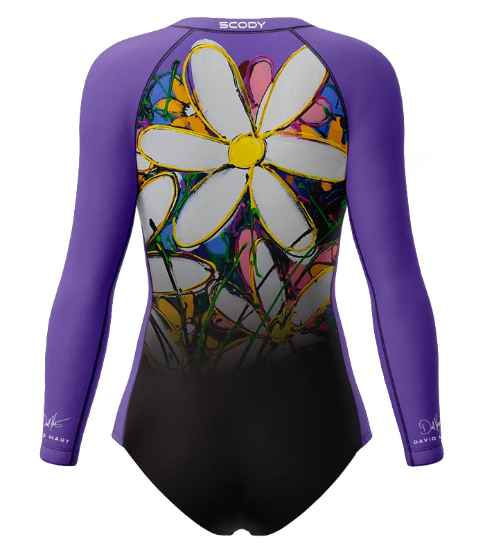 David Hart Flowers Sleeved Swimsuit, UPF50+ | Beach Wear