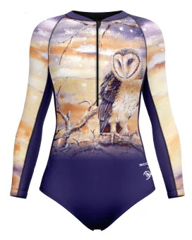 Kristy Ann Duffy Monty Owl Sleeved Swimsuit, UPF50+ | Beach Wear