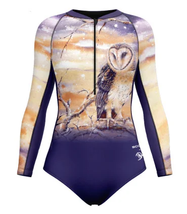 Kristy Ann Duffy Monty Owl Sleeved Swimsuit, UPF50+ | Beach Wear
