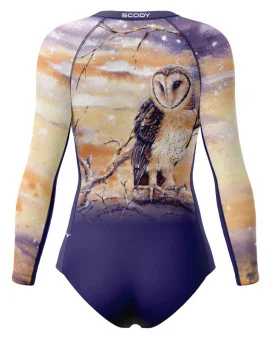 Kristy Ann Duffy Monty Owl Sleeved Swimsuit, UPF50+ | Beach Wear