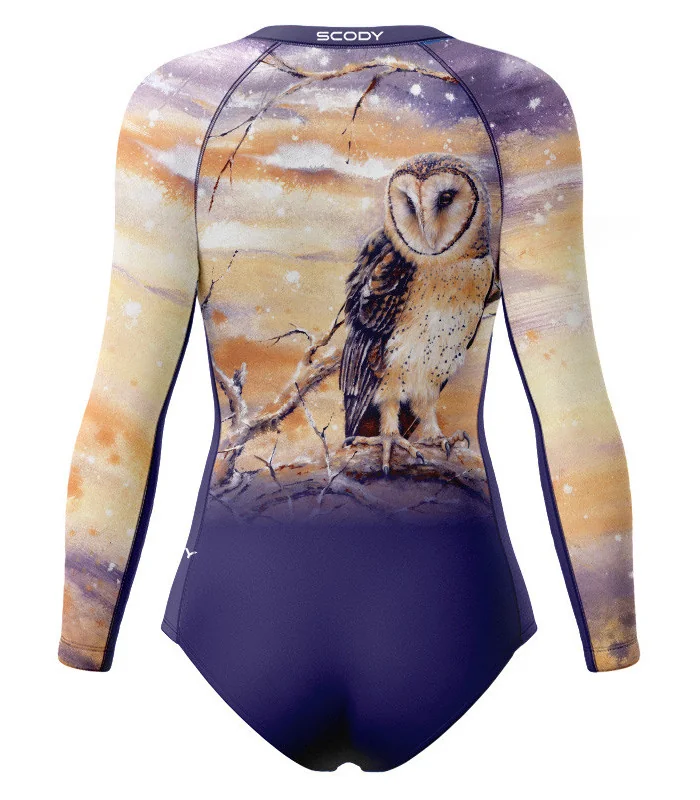 Kristy Ann Duffy Monty Owl Sleeved Swimsuit, UPF50+ | Beach Wear