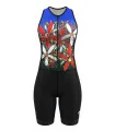 Women's sleeveless triathlon suit featuring David Hart's artwork Tangled Flowers. Flexible payment options| Triathlon Suits