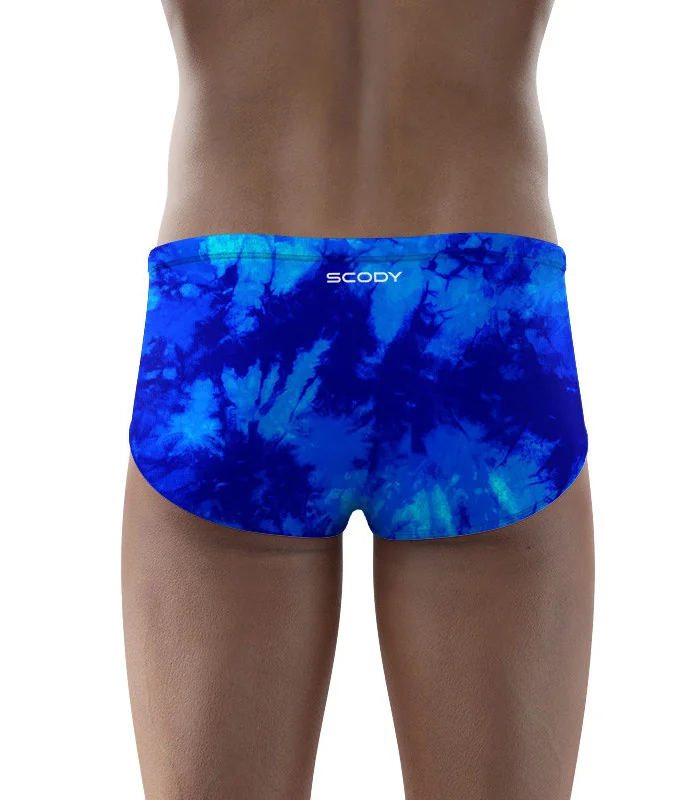 Tie Dye Blue Swim Trunks, Men | Chlorine Resistant swimwear | Made in Australia