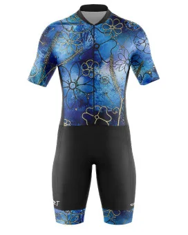 Men's Floral Cluster (Blue) optimised triathlon suit for sale at Scody Australia. Flexible payment options| Triathlon Suits