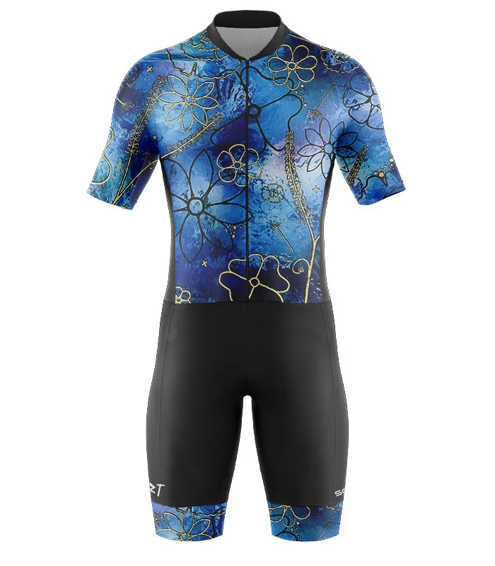Men's Floral Cluster (Blue) optimised triathlon suit for sale at Scody Australia. Flexible payment options| Triathlon Suits