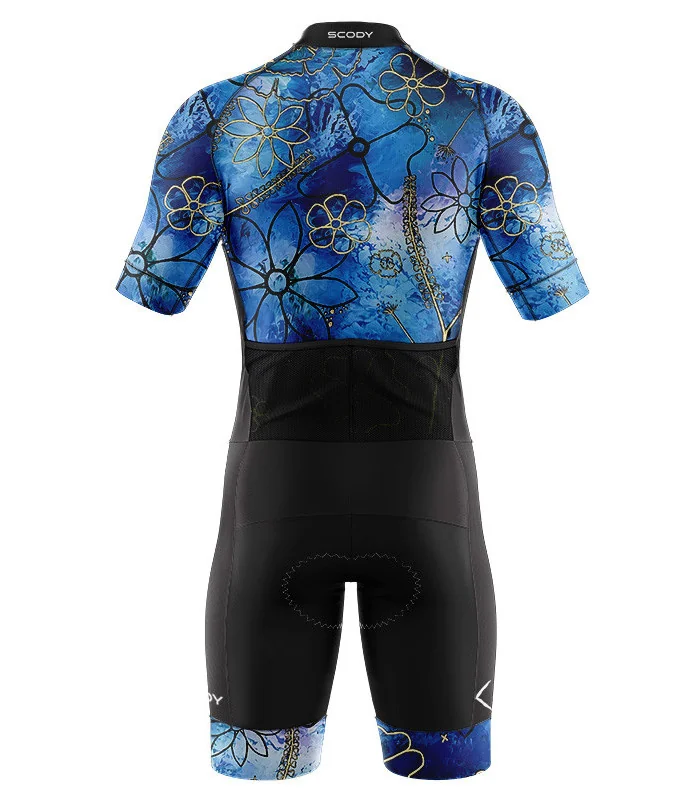 Men's Floral Cluster (Blue) optimised triathlon suit for sale at Scody Australia. Flexible payment options| Triathlon Suits