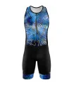 Men's Floral Cluster Blue sleeveless triathlon suit for sale at Scody Australia. Flexible payment options| Triathlon Suits