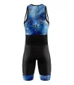 Men's Floral Cluster Blue sleeveless triathlon suit for sale at Scody Australia. Flexible payment options| Triathlon Suits