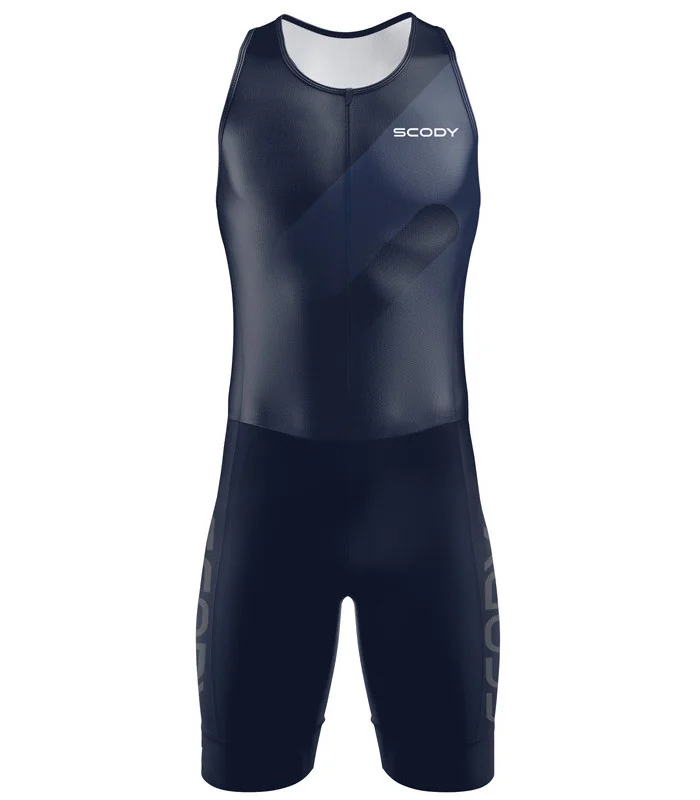 Navy triathlon suit with subtle print detail | triathlon gear | Made in Aus