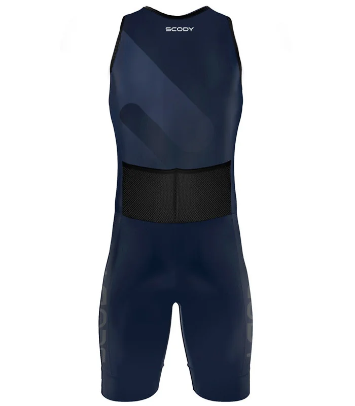 Navy triathlon suit with subtle print detail | triathlon gear | Made in Aus