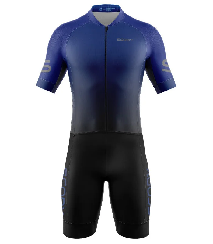 Cobalt Blue Aerodynamic Men's triathlon suit w full zip for sale at Scody Australia. Flexible payment options|