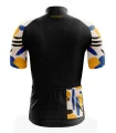 Black cycle Jersey with yellow, cobalt blue and white strokes on sleeve | Cycling Clothing |Made in Australia